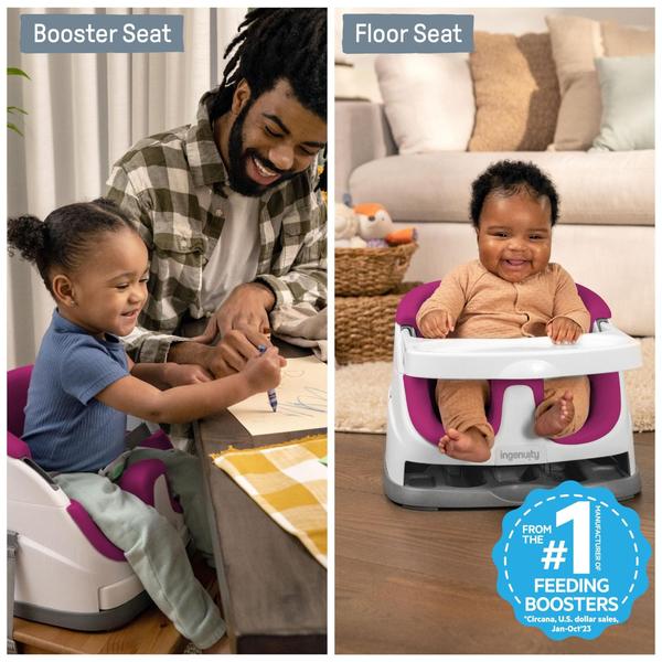 Imagem de Booster Feeding and Floor Seat Ingenuity Baby Base 2 em 1 rosa