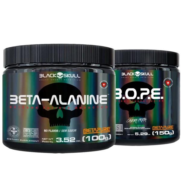 Imagem de Bope Pré Treino 150g + Beta Alanina Pura 100g Black Skull