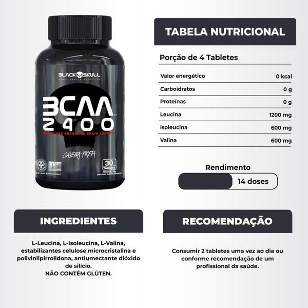 Imagem de Bope Pré Treino 300g + Bcaa 2400mg 30 Caps Black Skull