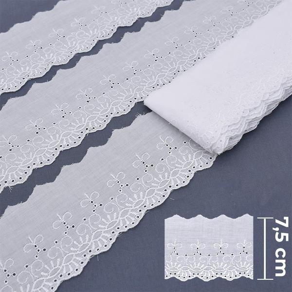 Bordado Inglês 7,5 cm 438324 - Cor 8001 Branco - CÍRCULO Imagem de Bordado Inglês 7,5 cm 438324 - Cor 8001 Branco