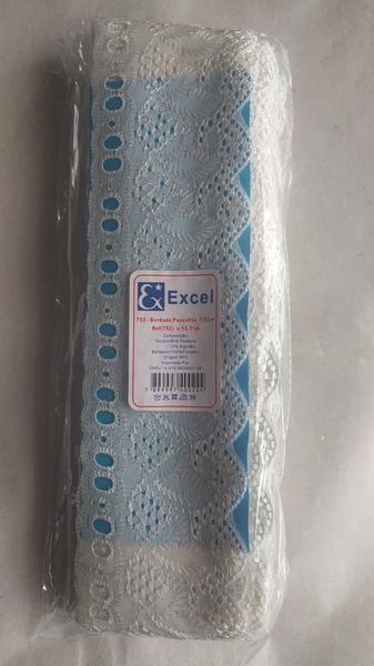 BORDADO INGLÊS C/ PASSA-FITA (752) 7,5cm PEÇA COM 13,70 METROS - EXCEL Imagem de BORDADO INGLÊS C/ PASSA-FITA (752) 7,5cm PEÇA COM 13,70 METROS