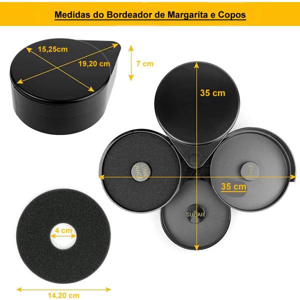 Imagem de Bordeador de Margarita Crustador de Taças com 3 Divisórias  Sal, Açúcar e Limão