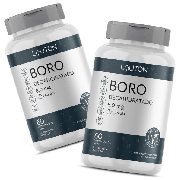 Imagem de Boro Decahidratado 8,0mg Vegano Lauton Premium - Kit 2 potes