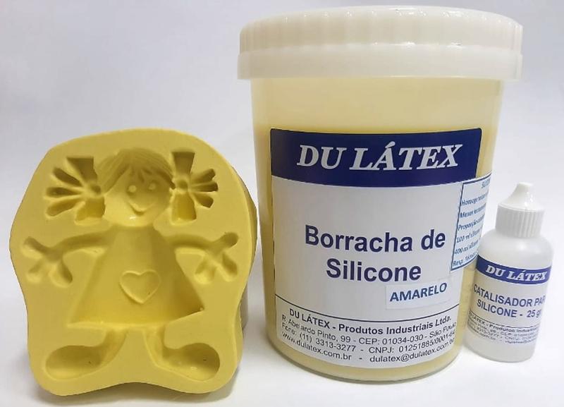 Imagem de Borracha de Silicone para moldes e formas 1kg - Cor Amarelo + Catalisador 25gr.