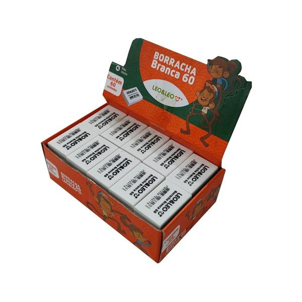 Borracha Escolar Branca Nº60 Caixa com 60 Unidades ATACADO LEOLEO