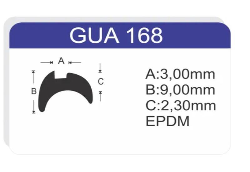 Imagem de Borracha gua-168 vedacao janela e porta aluminio rolo 10 mts