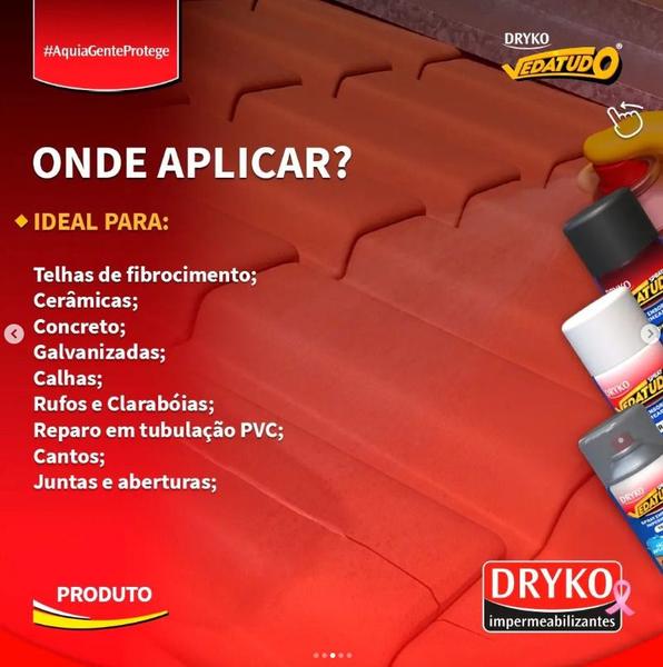 Imagem de Borracha Líquida Impermeabilizante Spray Vedatudo Impermeável PRETO 400ML - DRYKO