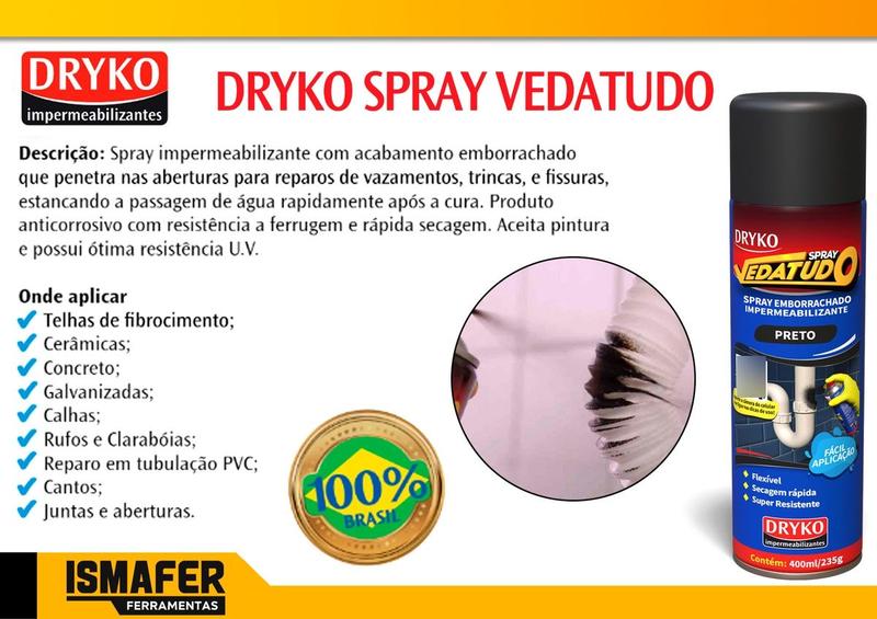 Imagem de Borracha Líquida Spray Impermeabilizante 400ml Cor Preto