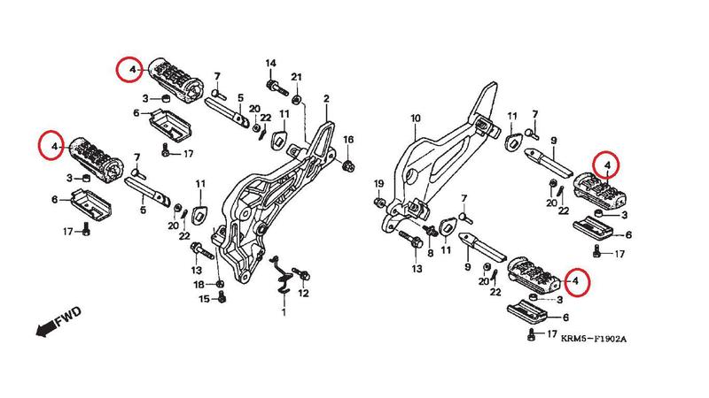 Imagem de Borracha Pedaleira Honda Cg 150 Titan Sport 05/08 4 Peças