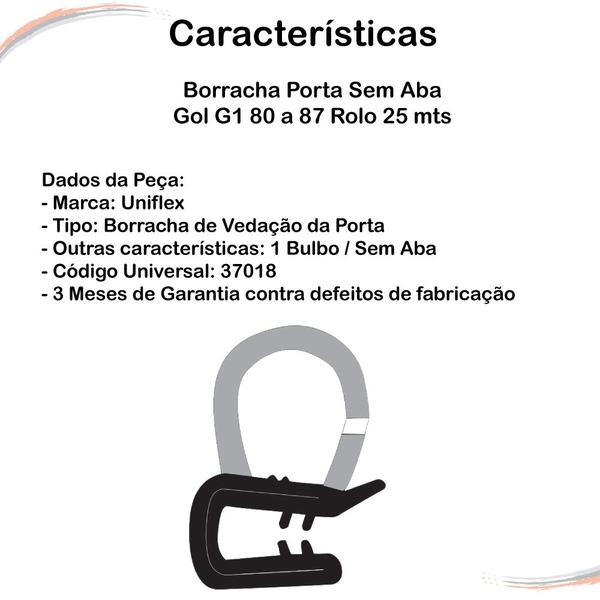 Imagem de Borracha Porta Sem Aba Gol G1 80 A 87 Rolo 25 Mts