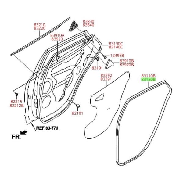 Imagem de Borracha Porta Traseiro Direita Hyundai IX35 2009 A 2016