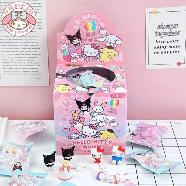 Borrachas Kawaii Sanrio 3D - Kuromi, Hello Kitty - 16/32 Peças - Kit de Papelaria Imagem de Borrachas Kawaii Sanrio 3D - Kuromi, Hello Kitty - 16/32 Peças - Kit de Papelaria