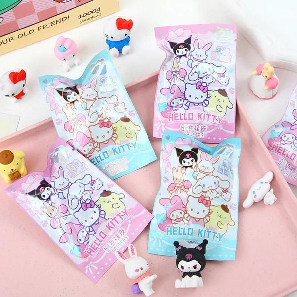 Borrachas Kawaii Sanrio 3D - Kuromi, Hello Kitty - 16/32 Peças - Kit de Papelaria Imagem de Borrachas Kawaii Sanrio 3D - Kuromi, Hello Kitty - 16/32 Peças - Kit de Papelaria