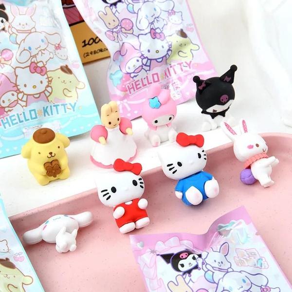 Borrachas Kawaii Sanrio 3D - Kuromi, Hello Kitty - 16/32 Peças - Kit de Papelaria Imagem de Borrachas Kawaii Sanrio 3D - Kuromi, Hello Kitty - 16/32 Peças - Kit de Papelaria