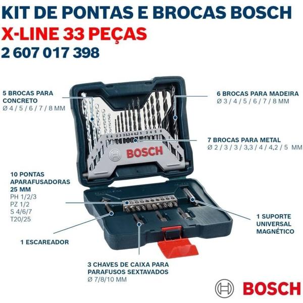 Imagem de Bosch Kit De Pontas E Brocas X-Line 33 Pcs