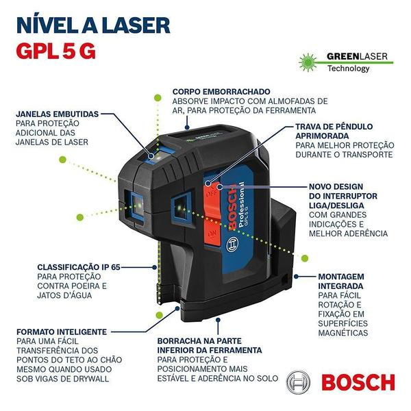 Imagem de Bosch Nível Laser Verde Gpl 5 G De 5 Pontos