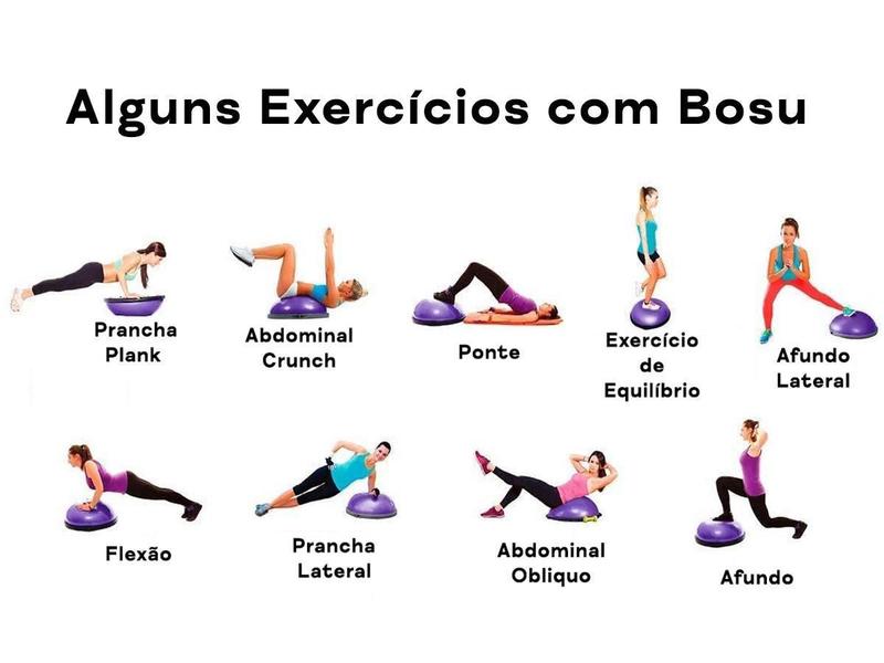 Bosu Meia Bola Com Elásticos Extensores E Bomba De Ar Bravus - Bravus Sport Imagem de Bosu Meia Bola Com Elásticos Extensores E Bomba De Ar Bravus