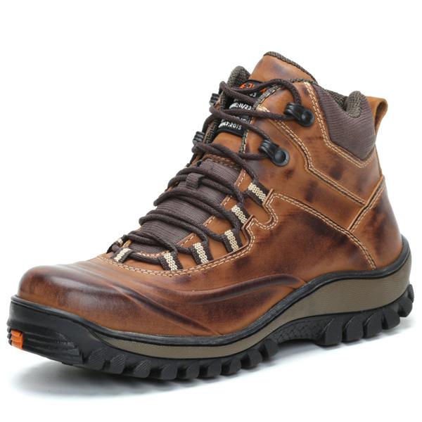 Botina Bota Masculina Adventure Mochileiro Couro Legitimo Bota