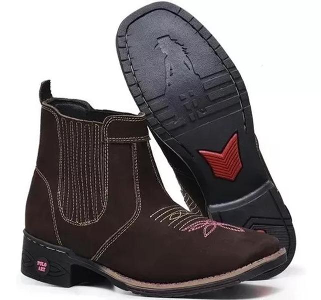 Bota Botina Feminina Texana Couro Bico Quadrado Cano Curto Bota