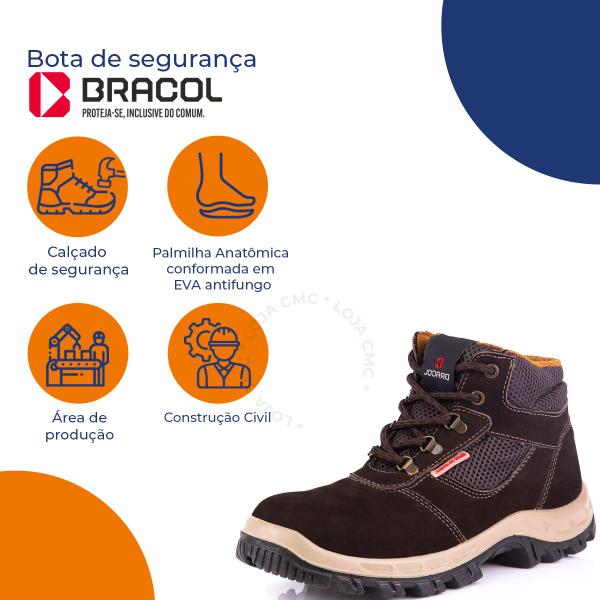 Imagem de Bota Botina Segurança Epi Bracol Denver Couro Nobuck Pvc Ca