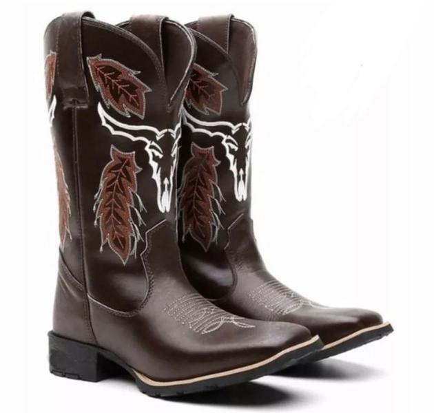 Bota Botina Texana Country Masculina Folhada Marrom - Arthur Boots Bota Botina Texana Country Masculina Folhada Marrom - Arthur Boots