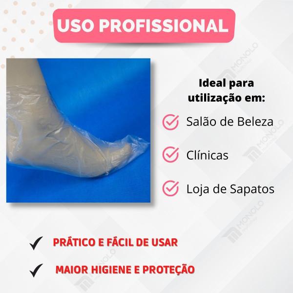 Imagem de Bota Botinha Plástica Descartável Pedicure pés com 100 Unidades