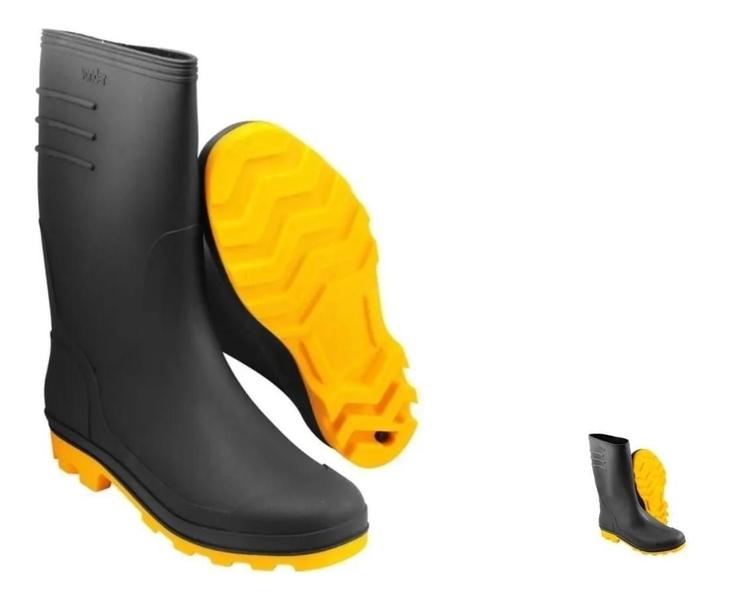 Imagem de Bota Chuva Motoboy Jardim Limpeza Solado Amarelo Preta 39