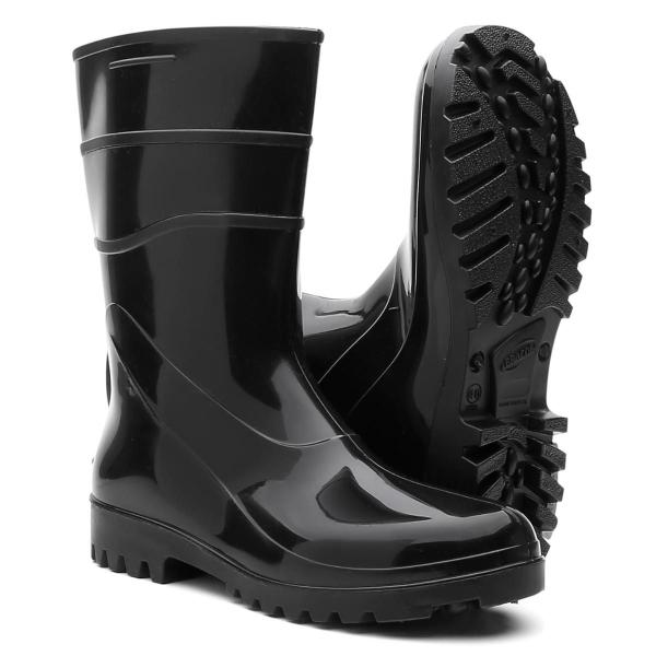 Imagem de Bota Chuva Motoqueiro Motociclista Jardinagem Impermeável Cano Médio Pvc Preta Bracol 