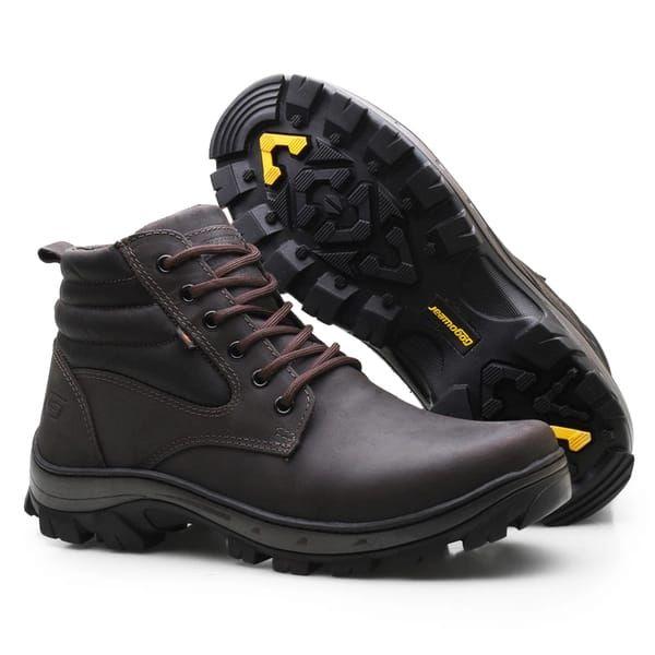 Imagem de Bota coturno adventure de segurança epi ca 100% couro masculina cano curto picker café