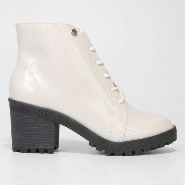 Bota Coturno Cano Curto Via Uno Verniz Feminina Bota Coturno Cano Curto Via Uno Verniz Feminina
