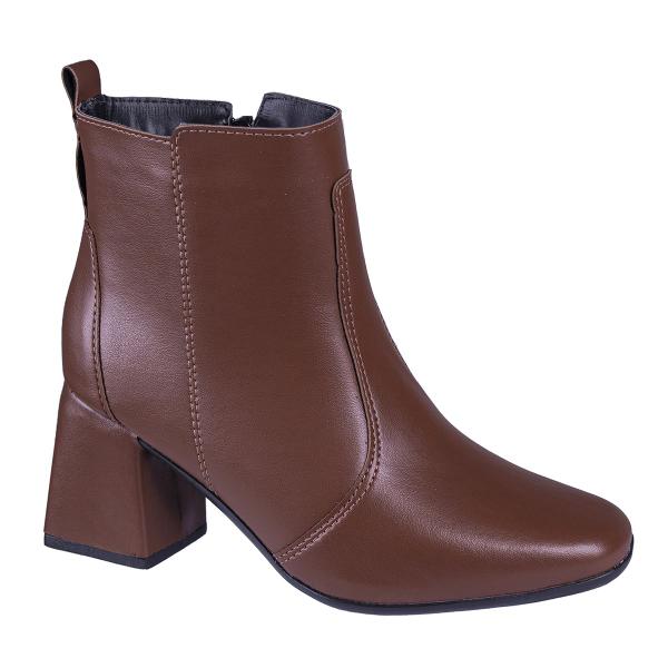 Bota Coturno Feminina Salto Grosso Bico Quadrado Cano Curto - LAZZLU Bota Coturno Feminina Salto Grosso Bico Quadrado Cano Curto - LAZZLU