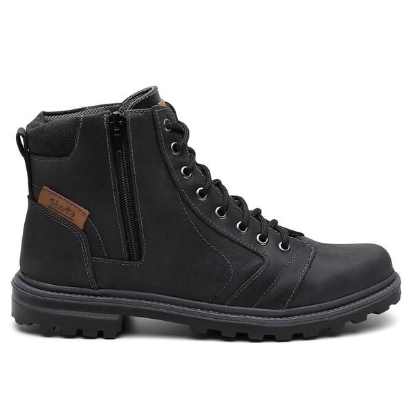 Bota Coturno Masculina Couro Venetto Zíper Cadarço Casual
