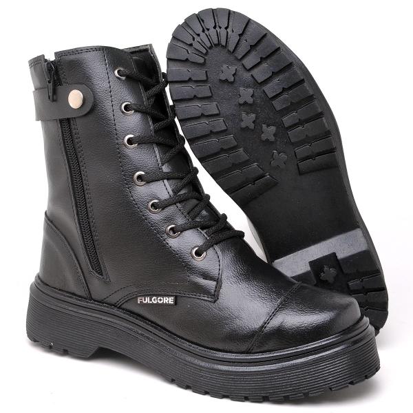 Imagem de Bota Coturno Masculina Militar Cano Médio Básico Casual Tática Motociclista Com Zíper