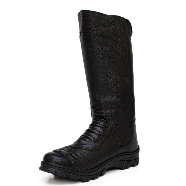 Bota Coturno Masculino Bombeiro Civil Couro Cano Longo Solado