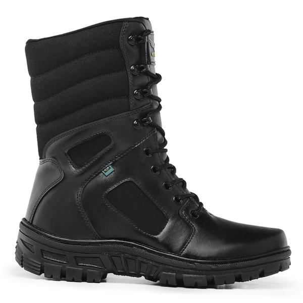 Imagem de Bota Coturno Masculino Militar Com Zíper Couro Preto e Palmilha em Gel Venan