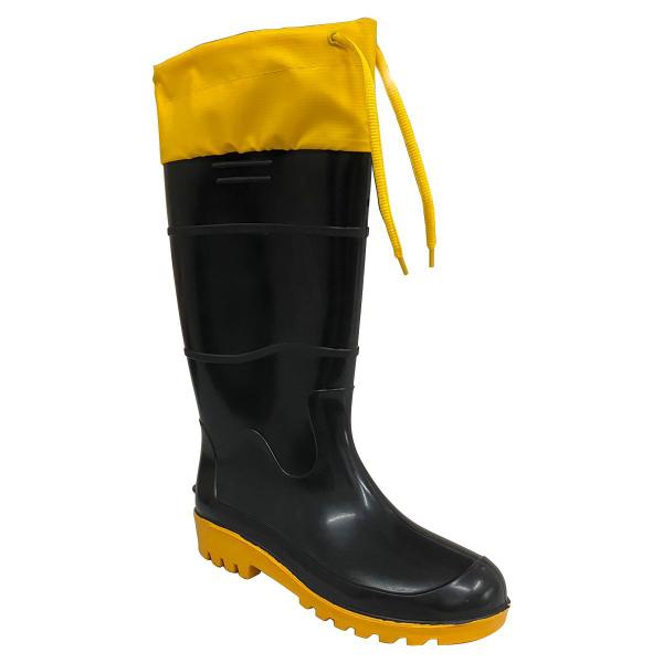 Imagem de Bota De Borracha Acquatic Pvc Cano Longo Com Polaina Amarrar Forrada Reforçada Impermeável Tira Fácil Epi