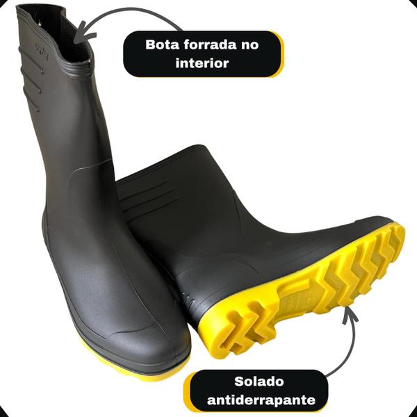 Imagem de Bota De Borracha Pvc Galocha Motoqueiro Chuva Vonder