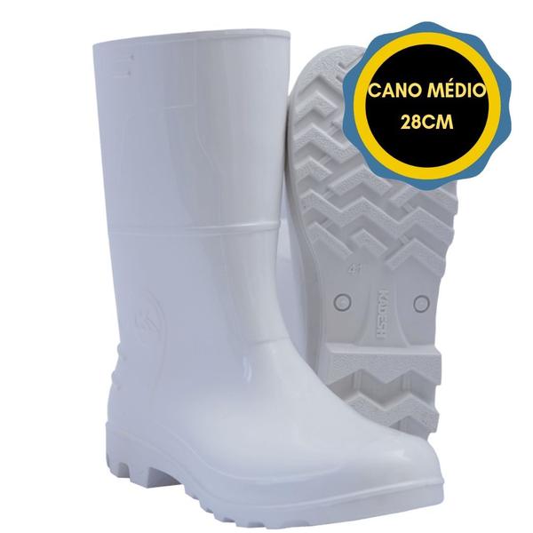 Imagem de Bota de pvc cano medio 28cm sem forro kadesh - branca - ca:42149  kadesh