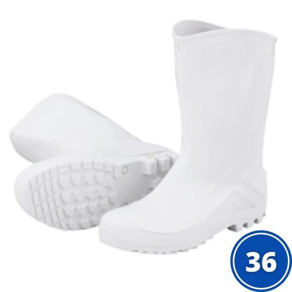 Imagem de BOTA DE PVC COM FORRO MARLUVAS CANO MÉDIO 25Cm BRANCO Nº36