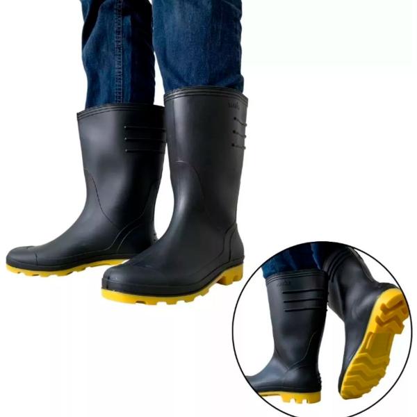 Imagem de Bota De Pvc Forrada Borracha Impermeável Motoboy Chuva Moto