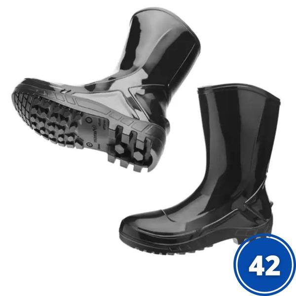 BOTA DE PVC PRETA SEM FORRO MARLUVAS CANO MÉDIO Nº42 Imagem de BOTA DE PVC PRETA SEM FORRO MARLUVAS CANO MÉDIO Nº42