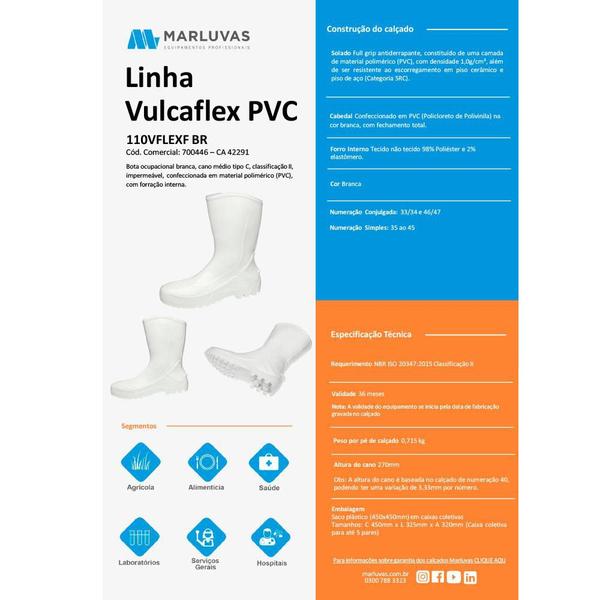 Imagem de Bota De Pvc Sem Forro Cano Médio 26cm Branca Vulcaflex