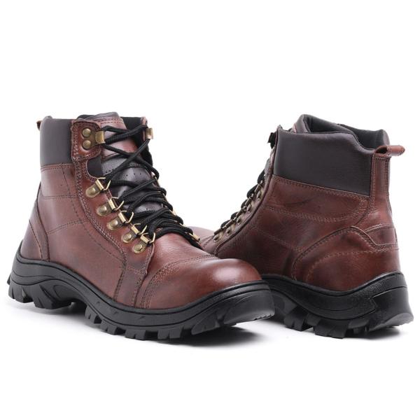 Imagem de Bota De Segurança Masculino Coturno Militar Adventure Conforto Costurado Reforçado Couro Legítimo