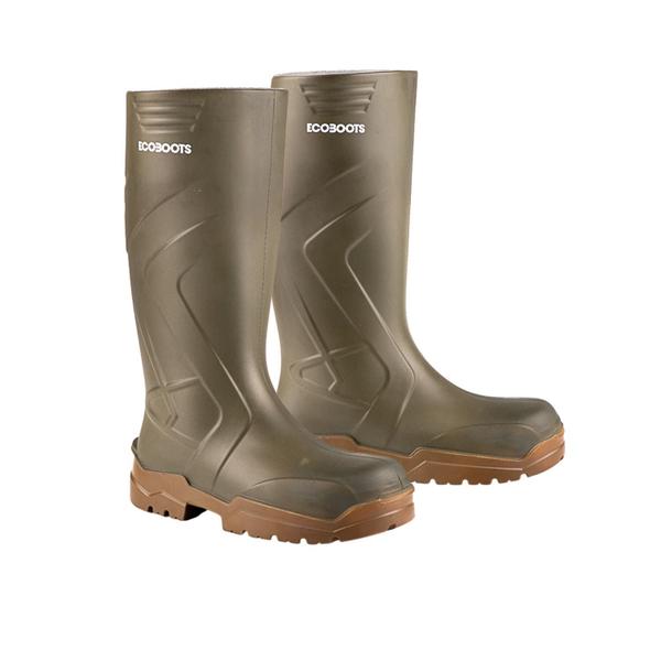 Imagem de Bota de Segurança Pu Impermeável EPI Polytech Cano Longo Verde Bege CA 35047 Ecoboots Bracol