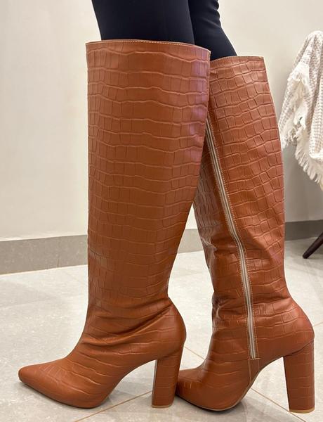 Bota Feminina Cano Longo Salto Alto Bloco Grosso - TATY MORENACALÇADOS Bota Feminina Cano Longo Salto Alto Bloco Grosso - TATY MORENACALÇADOS