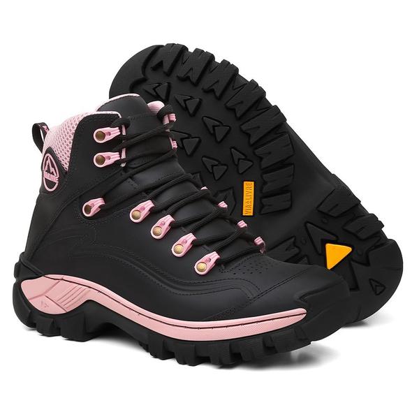 Imagem de Bota Feminina de Trilha e Trekking Bota Couro Legitimo Cano Curto Adventure Coturno Feminino Preto