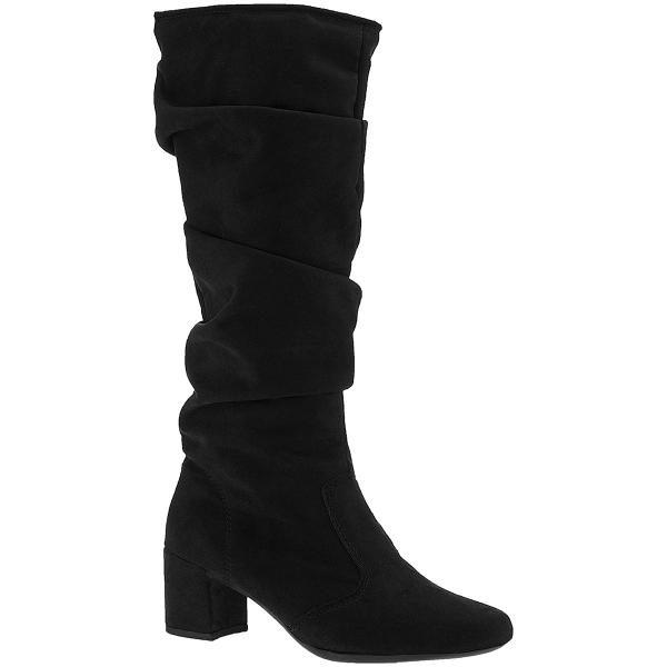 Bota Feminina Enrugada Cano Longo com Ziper Bico Quadrado Salto Baixo Over Confortável 452... Bota Feminina Enrugada Cano Longo com Ziper Bico Quadrado Salto Baixo Over Confortável 452...