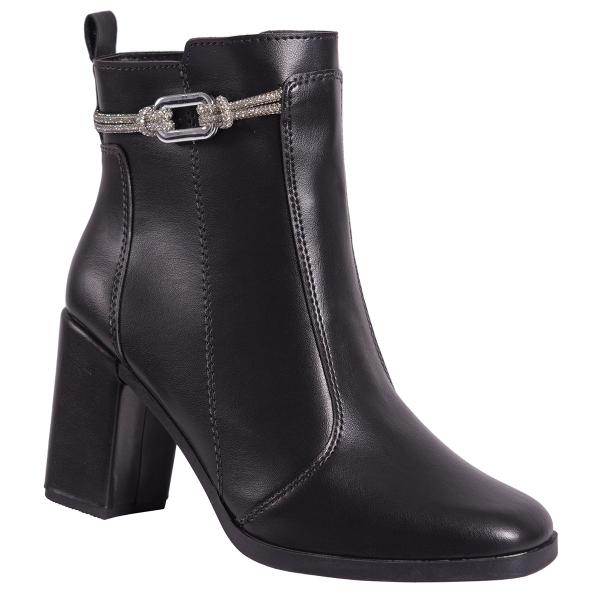 Bota Feminina Salto Bloco Grosso Cano Curto Coturno Brilho - LAZZLU' Bota Feminina Salto Bloco Grosso Cano Curto Coturno Brilho - LAZZLU'
