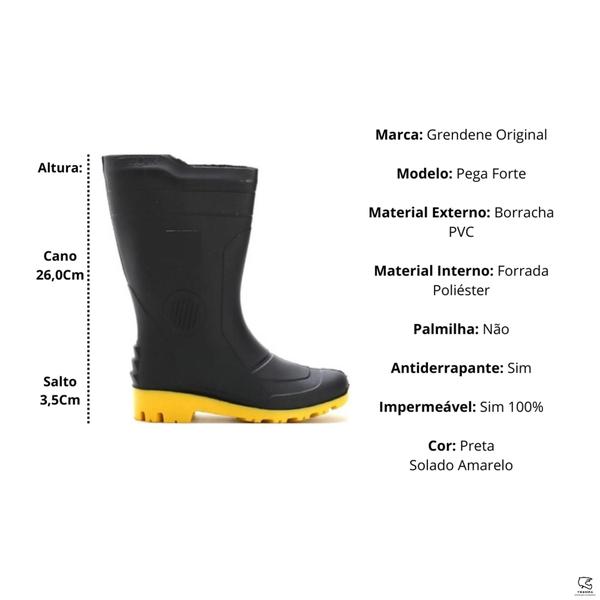 Bota Impermeável Cano Longo Solado Amarelo Grendene Pvc Bota de