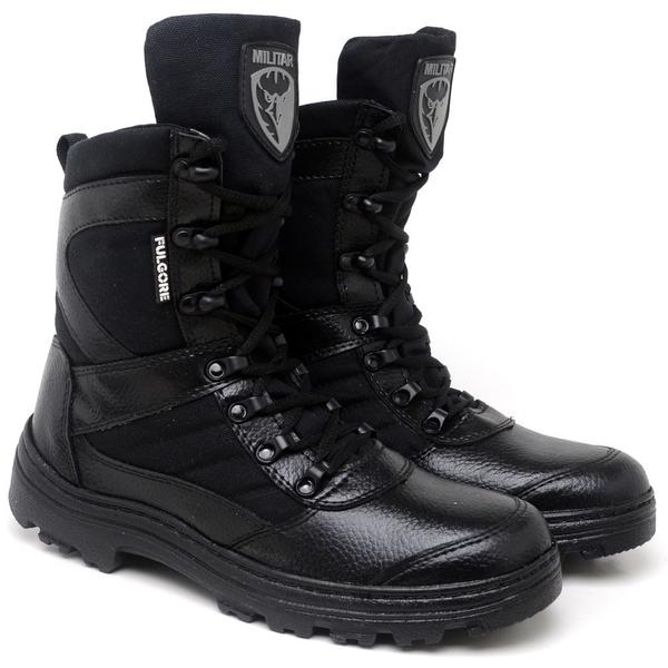 Imagem de Bota Masculina Cano Médio Coturno Couro Legítimo Segurança PM Força Tática